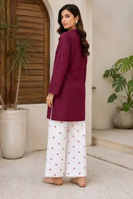 2 Pcs Women's Stitched Cotton Lawn Block Printed Shirt And Trouser thumbnail 2