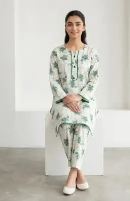 2 Pcs Women's Stitched Arabic Lawn Printed Shirt And Trouser thumbnail 3
