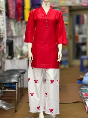 2 Pcs Women's Stitched Lawn Embroidered Shirt And Trouser thumbnail 2