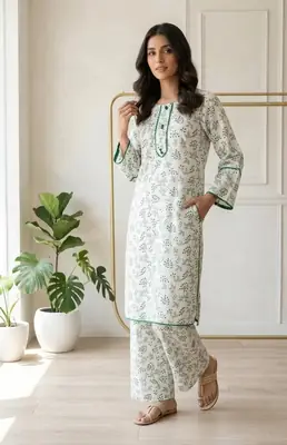 2 Pcs Women's Stitched Arabic Lawn Embroidered Shirt And Trouser thumbnail 3