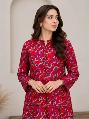 2 Pcs Women's Stitched Lawn Digital Print Shirt And Trouser thumbnail 5