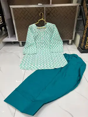 2 Pcs Women's Stitched Cotton Lawn Block Printed Shirt And Trouser thumbnail 2
