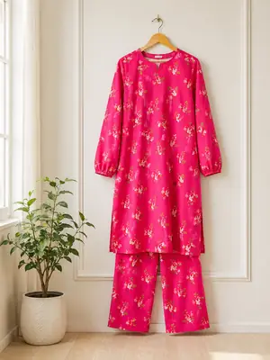 2 Pcs Women's Stitched Lawn Printed Shirt And Trouser thumbnail 2