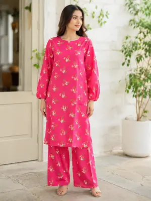 2 Pcs Women's Stitched Lawn Printed Shirt And Trouser thumbnail 4