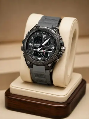 Men's Sports Digital Analog Watch | Military Style Chronograph | Black Dial | Large Display | Water Resistant Wrist Watch