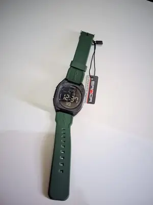 SANDA Men's Digital Sports Watch | 5ATM Waterproof | LED Display | Alarm | Stopwatch | Green Silicone Strap thumbnail 3