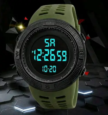 Military Style Digital Sports Watch for Men | LED Backlight | Waterproof | Alarm | Stopwatch | Silicone Strap | Outdoor Casual Wrist Watch