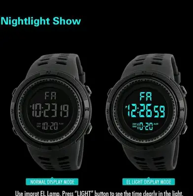 Military Style Digital Sports Watch for Men | LED Backlight | Waterproof | Alarm | Stopwatch | Silicone Strap | Outdoor Casual Wrist Watch thumbnail 3