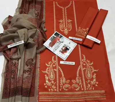 3 Pcs Women's Unstitched Printed Suit thumbnail 8