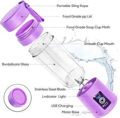 Rechargeable Portable 6 blades Juicer Blender (USB Charging) thumbnail 2