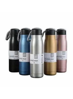 Stainless Steel Thermos Bottle with Handle Dori - Leakproof Travel Vacuum Flask for Chai & Water