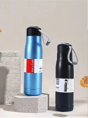 Stainless Steel Thermos Bottle with Handle Dori - Leakproof Travel Vacuum Flask for Chai & Water thumbnail 3
