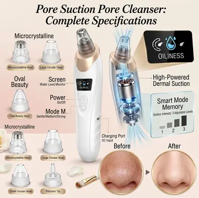 4-in-1 Derma Suction Rechargeable Blackhead Remover | Electric Facial Pore Cleaner Vacuum Tool thumbnail 2