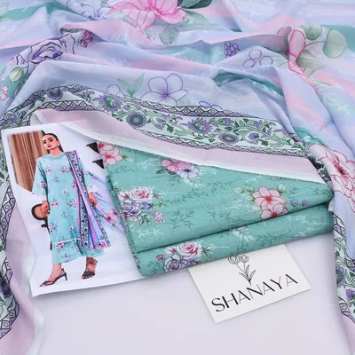 3 Pcs Women's Unstitched Digital Print Suit thumbnail 2
