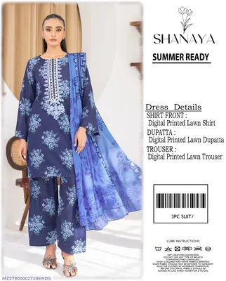 3 Pcs Women's Unstitched Digital Print Suit thumbnail 1