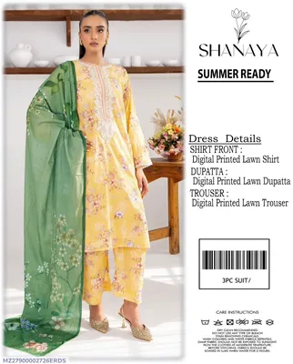 3 Pcs Women's Unstitched Digital Print Suit