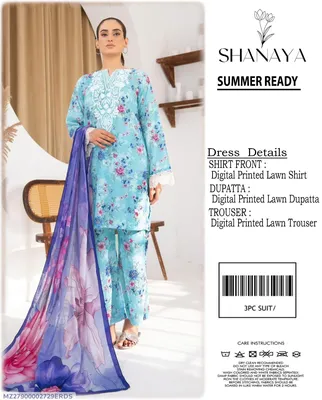 3 Pcs Women's Unstitched Digital Print Suit