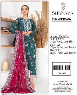 3 Pcs Women's Unstitched Digital Print Suit