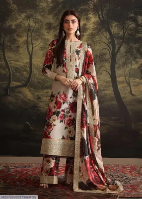 3 Pcs Women's Unstitched Printed Embroidered Suit