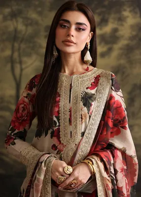 3 Pcs Women's Unstitched Printed Embroidered Suit thumbnail 2