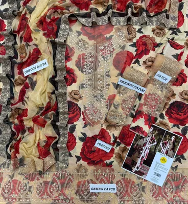 3 Pcs Women's Unstitched Printed Embroidered Suit thumbnail 4