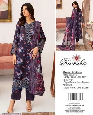 3 Pcs Women's Unstitched Digital Print Suit thumbnail 1