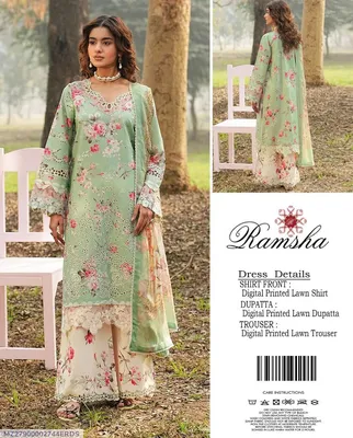 3 Pcs Women's Unstitched Digital Print Suit thumbnail 1