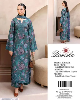 3 Pcs Women's Unstitched Digital Print Suit thumbnail 1