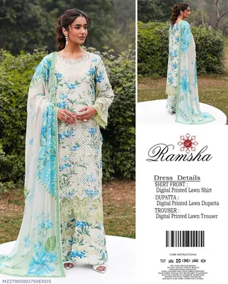 3 Pcs Women's Unstitched Digital Print Suit