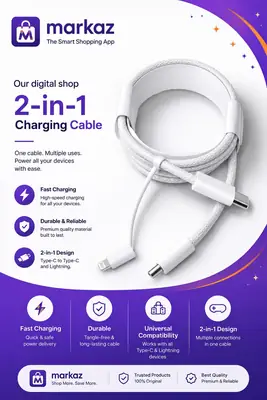 3 in 1 Charging Cable 60 Pack Of 2 thumbnail 2
