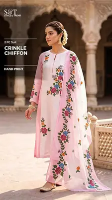 Blush Pink 2 Pcs Women's Unstitched Hand Work Suit