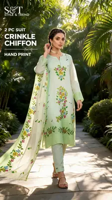 Mint Green 2 Pcs Women's Unstitched Hand Work Suit thumbnail 2
