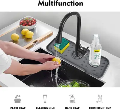 Silicone Sink Drainage Pad-Non Skid Faucet Mat for Kitchen and Bathroom thumbnail 3
