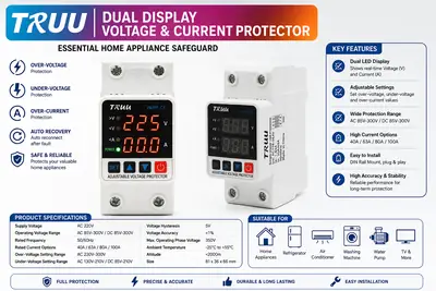 Adjustable Voltage & Current Protector 63A– Digital Display