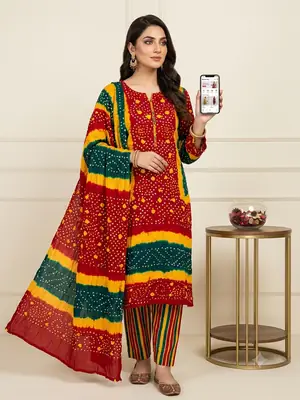 3 Pcs Women's Unstitched Hand Work Suit