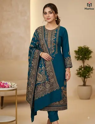 3 Pcs Women's Unstitched Embroidered Suit