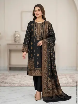 3 Pcs Women's Unstitched Embroidered Suit