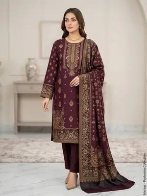 3 Pcs Women's Unstitched Embroidered Suit