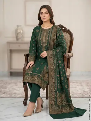 3 Pcs Women's Unstitched Embroidered Suit