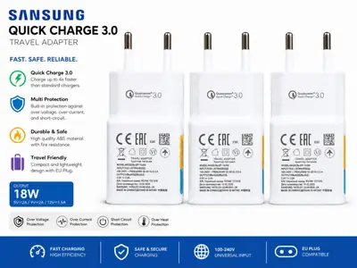 Sansung 18W Fast Charger QC 3.0 USB Wall Charger | EP-TA200 | Fast Charging Adapter | White thumbnail 2