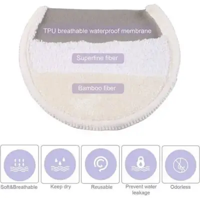 UltraSoft ComfortGuard™ Eco-Friendly Washable Breast Pads: Premium Reusable Nursing Pad Set for Leak Protection and Comfort" Made in China/ 1 Box -4 Peices  thumbnail 7