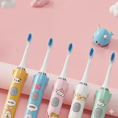 Smart Kids Electric Toothbrush - AUZZO Sonic Waterproof Automatic Tooth Brush for Children, Ultra Soft DuPont Bristles, Plaque Removal Oral Care for Boys & Girls (Ages 2-12) thumbnail 5