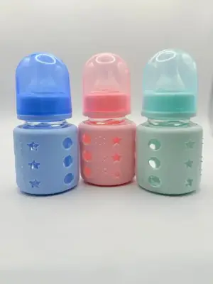 Algo Zero Glass Baby Feeder 60mL | BPA Free Baby Feeding Bottle with Silicone Cover (Newborn Safe) thumbnail 2