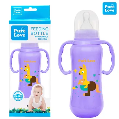 Pure Love Premium Baby Feeding Bottle with Handle | 150ml (5oz) & 280ml (9oz) Colorful Simple Long Feeder with Regular Nipple thumbnail 6
