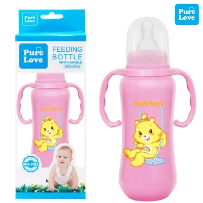 Pure Love Premium Baby Feeding Bottle with Handle | 150ml (5oz) & 280ml (9oz) Colorful Simple Long Feeder with Regular Nipple thumbnail 8