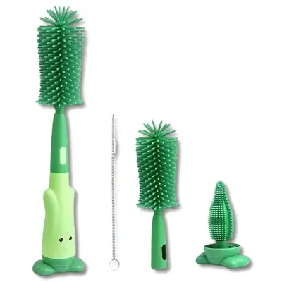 3 in 1 Baby Bottle Brushes For Cleaning Multifunctional Baby Bottle Brush Straw Brush, Pacifier and Feeder Bottle Cleaner Brush With Soft Silicone Bristle Cute Stand Water Bottle Brush Baby Supplies For Cleaning Tools for Home thumbnail 2
