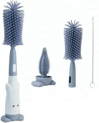3 in 1 Baby Bottle Brushes For Cleaning Multifunctional Baby Bottle Brush Straw Brush, Pacifier and Feeder Bottle Cleaner Brush With Soft Silicone Bristle Cute Stand Water Bottle Brush Baby Supplies For Cleaning Tools for Home thumbnail 6