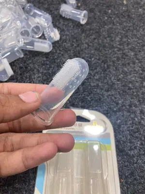 Premium Quality Silicone Baby Finger Brush Pack of 2 - Soft Newborn Teeth & Tongue Cleaner Oral Massager Combo Pack thumbnail 3