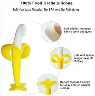 Baby Silicone Banana Teether for Babies – Baby Banana Teether – Banana Tooth Brush thumbnail 3