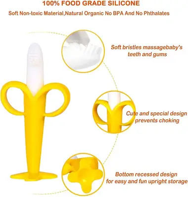 Baby Silicone Banana Teether for Babies – Baby Banana Teether – Banana Tooth Brush thumbnail 5